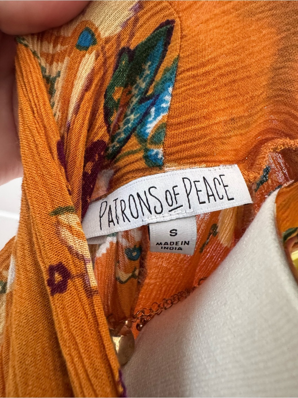Patrons of Peace Orange Floral Open-Front Duster - Picture 4 of 4